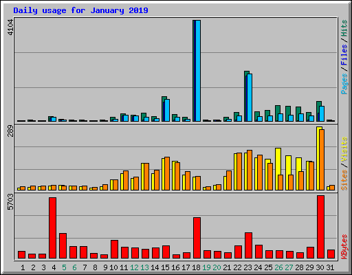 Daily usage for January 2019