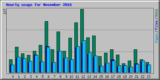 Hourly usage for November 2016