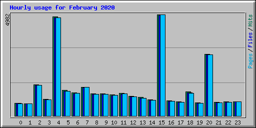 Hourly usage for February 2020